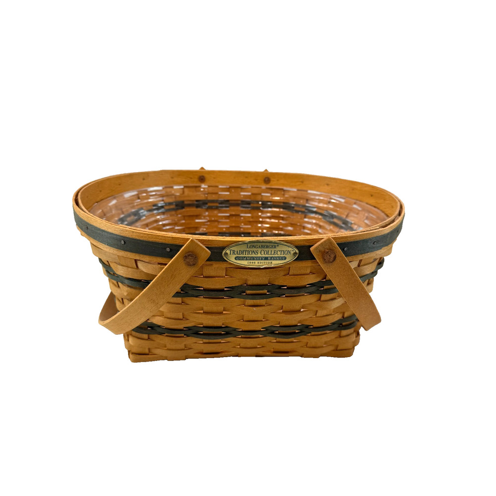 1996 Longaberger Vintage Community Basket w/Protector 14.75"L x 13.5"W x 6.25"H